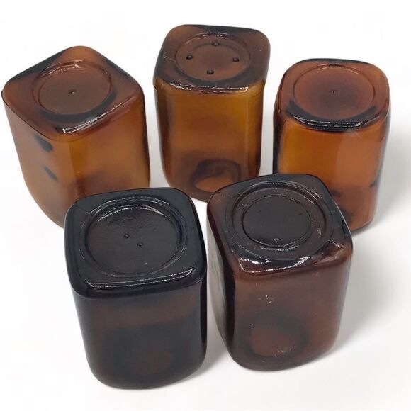 Vintage Squared Brown Glass Snuff Bottle Bundle of 5 - Picture 12 of 16